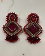 Persian Fire – Handmade Jewel-Embroidered Earrings - Image 3