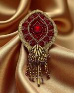 Sacred Fire Brooch – Embroidered Elegance in Red - Image 2
