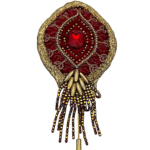 Sacred Fire Brooch – Embroidered Elegance in Red