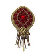Sacred Fire Brooch – Embroidered Elegance in Red