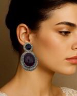 Queen's Black Throne – Handmade Jewel-Embroidered Earrings - Image 2