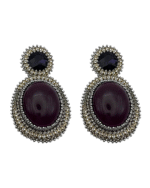 Queen's Black Throne – Handmade Jewel-Embroidered Earrings