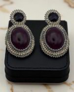 Queen's Black Throne – Handmade Jewel-Embroidered Earrings - Image 3