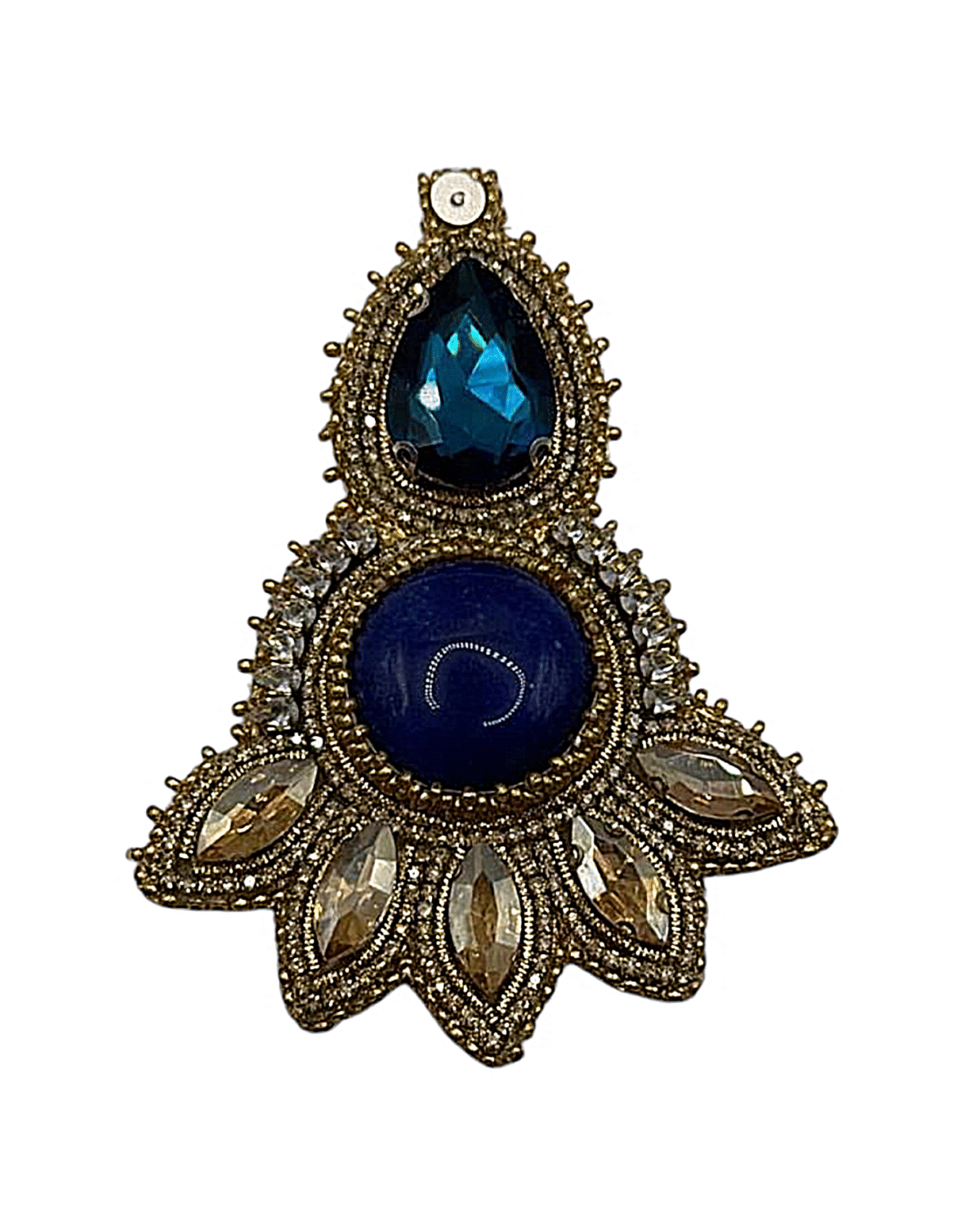 Royal Lapis – Handmade Jewel-Embroidered Earrings - Image 4