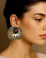 Golden Petal – Handmade Paper Mache Earrings - Image 2