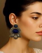 Royal Lapis – Handmade Jewel-Embroidered Earrings - Image 2