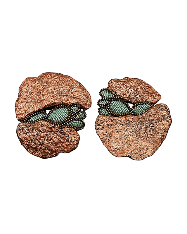 Rock Cascade – Handmade Paper Mache And Jewel-Embroidered Earrings