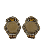 Golden Honey – Handmade Jewel-Embroidered Earrings