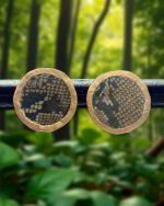 Golden Serpent Earrings– Handmade Papermache Earrings - Image 4