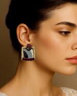 Mirror Rose – Handmade Paper Mache Earrings - Image 2