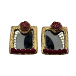 Mirror Rose – Handmade Paper Mache Earrings