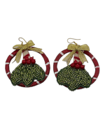 Christmas Hoop – Embroidered And Paper mache Earrings