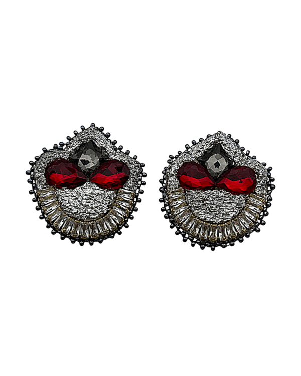 Fire And Ice Earrings – Embroidered And paper Mache Earrings