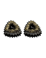 Golden Prism – Handmade Jewel-Embroidered And Paper Mache Earrings