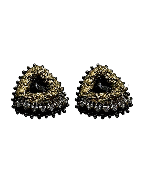 Golden Prism – Handmade Jewel-Embroidered And Paper Mache Earrings