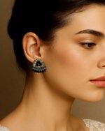 Golden Prism – Handmade Jewel-Embroidered And Paper Mache Earrings - Image 2