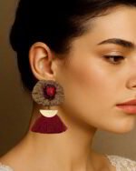 Red Silk – Handmade Paper Mache Earrings - Image 2
