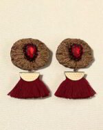 Red Silk – Handmade Paper Mache Earrings - Image 3