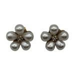 Golden Bloom Earrings with Pearl Center