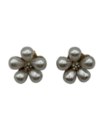 Golden Bloom Earrings with Pearl Center