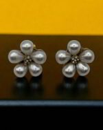 Golden Bloom Earrings with Pearl Center - Image 3