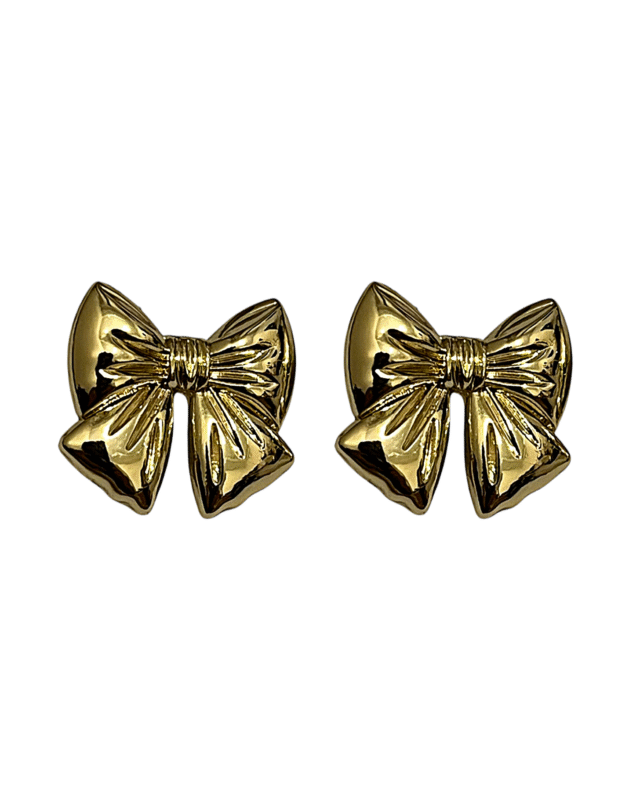 Golden Bow Earrings – Dainty Elegance in Metal