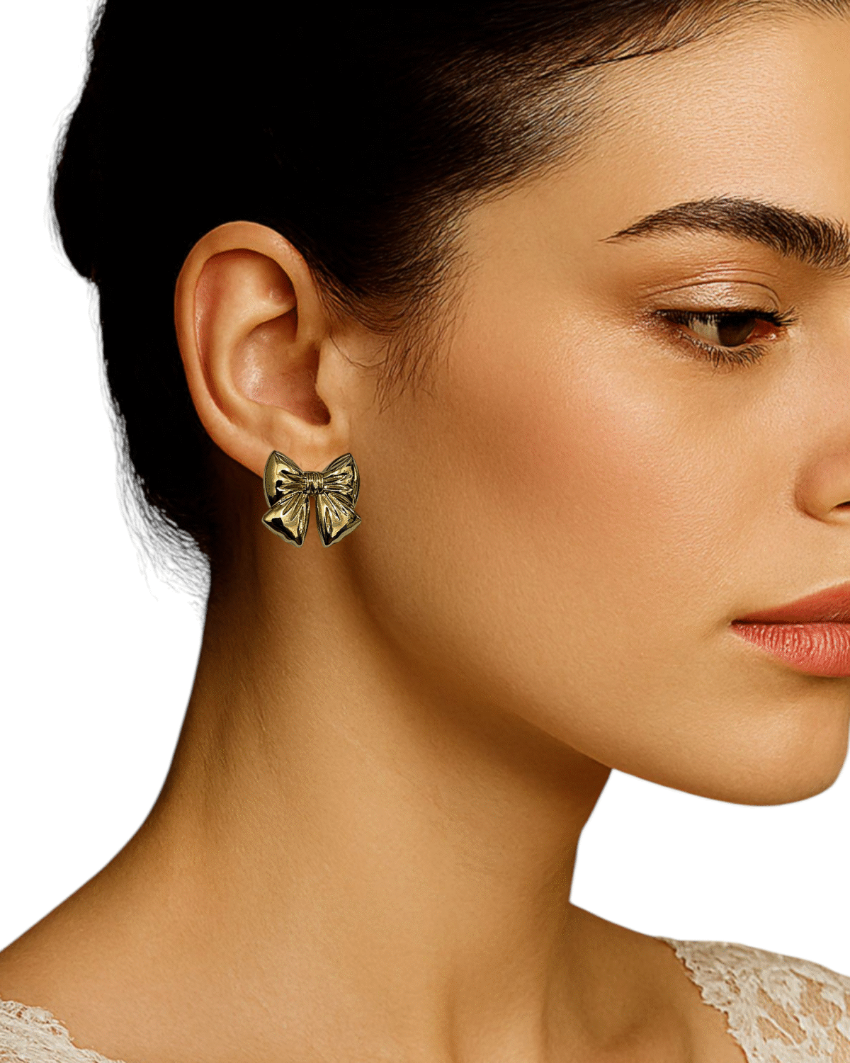 Golden Bow Earrings – Dainty Elegance in Metal - Image 2