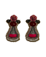 Queen Of The Rose – Handmade Jewel-Embroidered Earrings