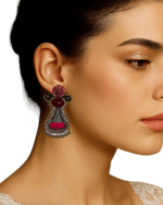 Queen Of The Rose – Handmade Jewel-Embroidered Earrings - Image 2