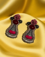 Queen Of The Rose – Handmade Jewel-Embroidered Earrings - Image 3