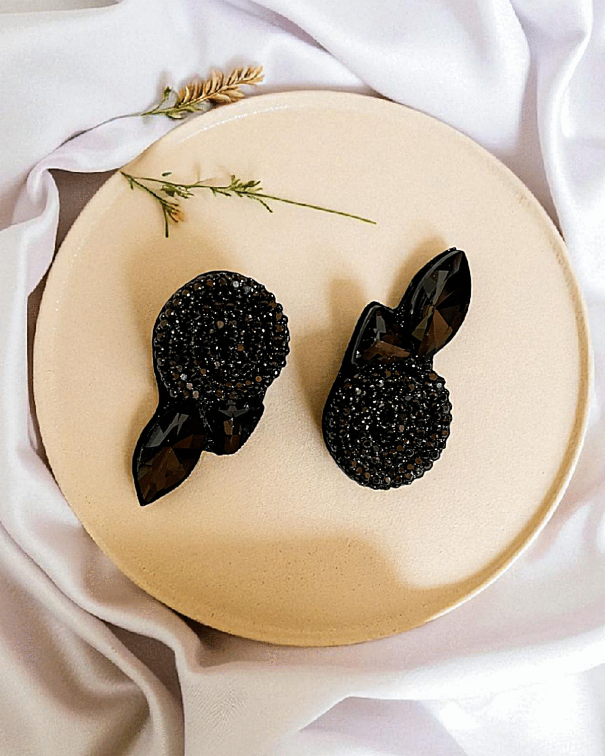 Midnight Star – Handmade Jewel-Embroidered Earrings - Image 2