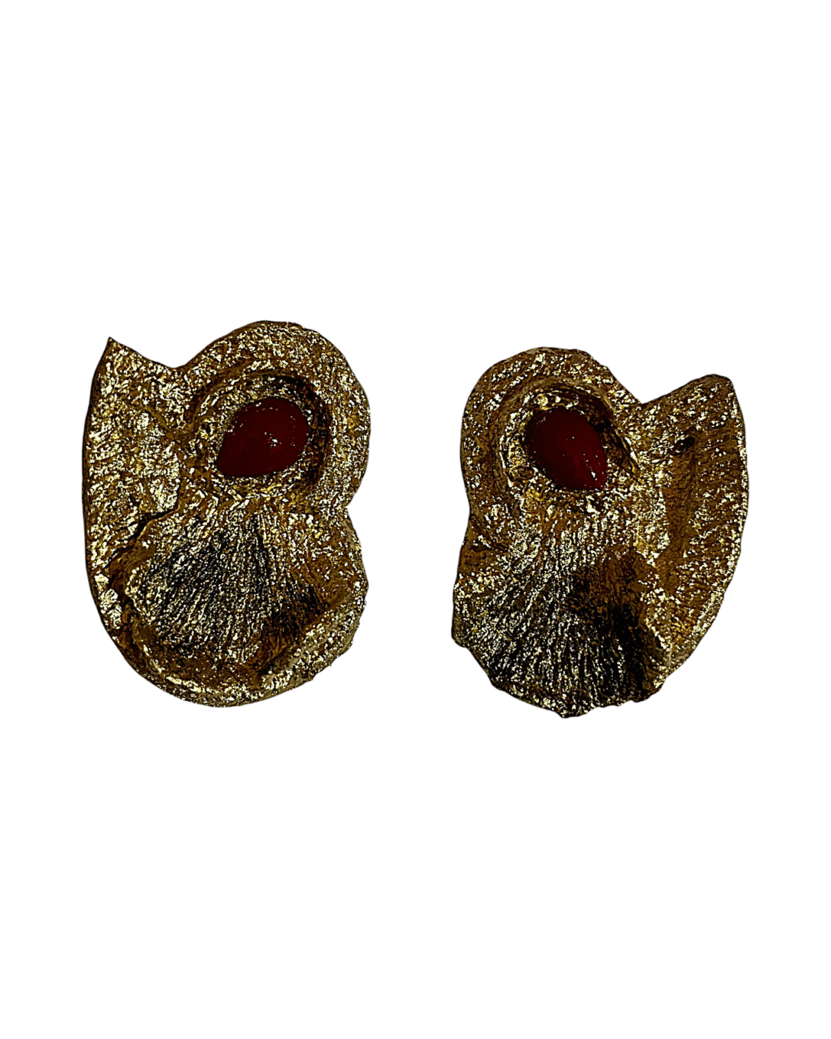 Golden Shell Ruby Paper Mache Earrings – Lightweight