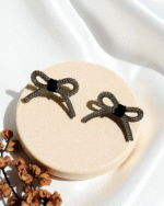 Silver Bow Sparkle Earrings – Chic & Timeless - Image 3