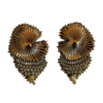 Golden Shell Drop  – Handmade Jewel-Embroidered Earrings