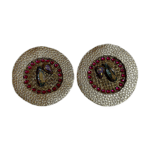 Luxury Circle Earrings with Crystal & Faux Leather