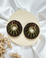 Golden Pearl Halo Earrings – Handmade-Embroidered Elegance - Image 3