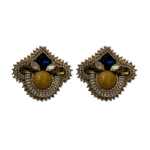 Golden Cube Earrings – Handmade Jewel-Embroidered Earrings