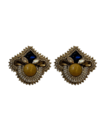 Golden Cube Earrings – Handmade Jewel-Embroidered Earrings