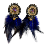 Mystic Night Peacock Earrings– Handmade Jewel-Embroidered