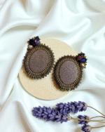 Gilded Night Peacock Earrings with Gem Embroidery - Image 3