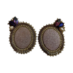 Gilded Night Peacock Earrings with Gem Embroidery