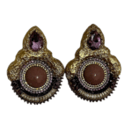 Regal Amethyst Earrings- Handmade Jewel-Embroidered And Paper Mache