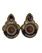 Regal Amethyst Earrings- Handmade Jewel-Embroidered And Paper Mache