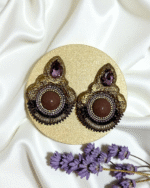 Regal Amethyst Earrings - Handmade Jewel-Embroidered And Paper Mache - Image 3