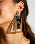 Golden Frame Earring with Sculpted Elegance - Image 2