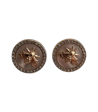 Golden Bee Earrings with Sparkling Halo