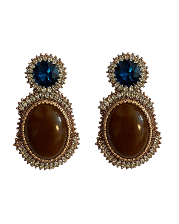 Sky & Earth Earrings – Handmade Jewel-Embroidered Earrings