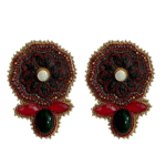 Pomegranate Bloom – Handmade Jewel-Embroidered And Paper Mache Earrings