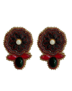 Pomegranate Bloom – Handmade Jewel-Embroidered And Paper Mache Earrings