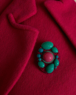 Turquoise Flower Earrings – Handmade Jewel-Embroidered Earrings - Image 4